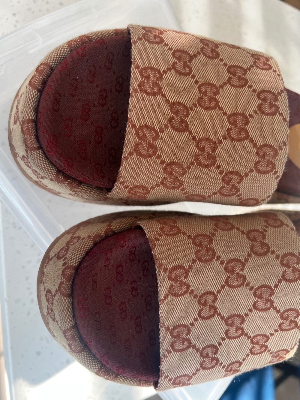 Gucci Angelina GG Supreme Platform Slide Sandals